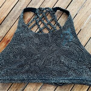 Lululemon Strappy Sports Bra Black with White Tiny Dots Sz 10